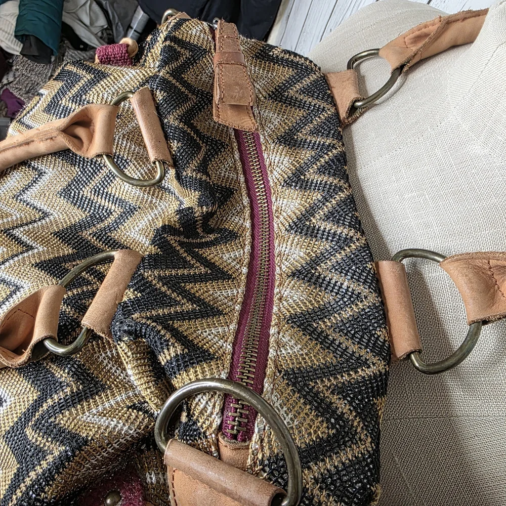 Miss Albright for Anthropologie Metallic Ikat Chevron Satchel